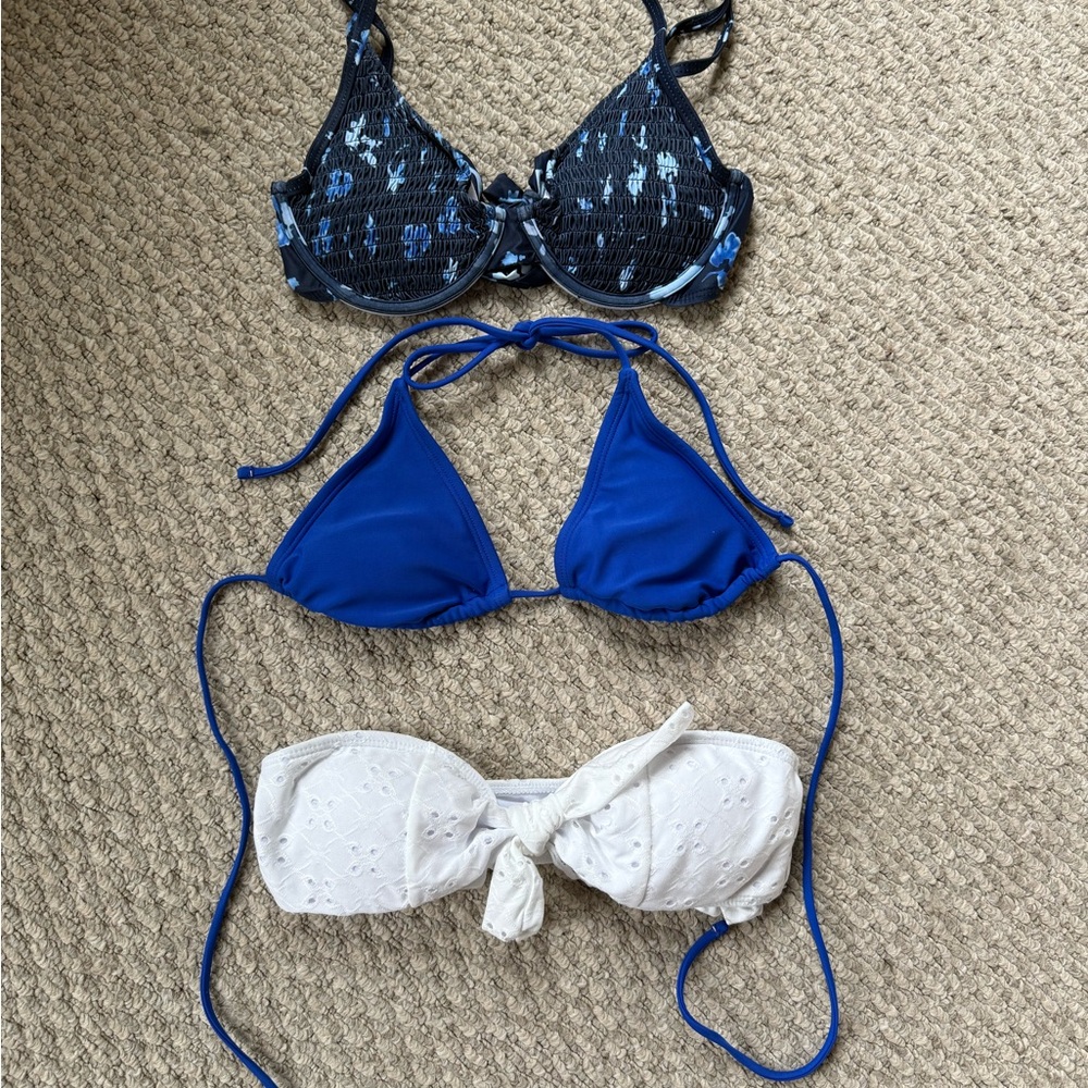 3 Bikini Tops Blue White Bikini Tops S